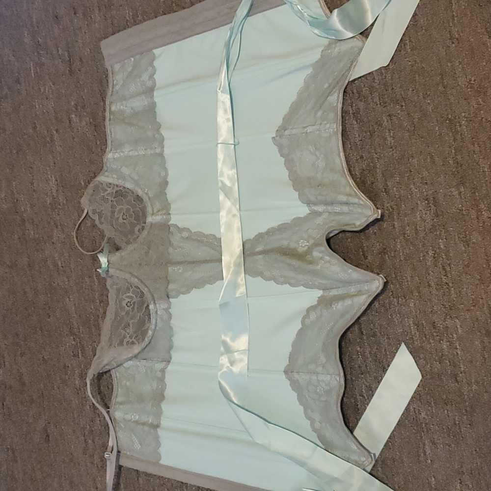 Corset, size small, baby blue, gray